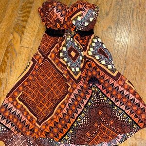 Aztec print strapless sundress